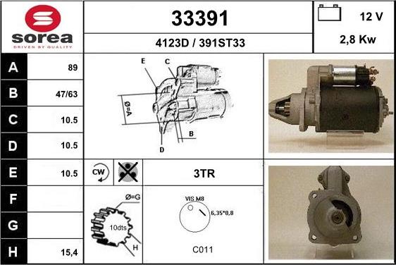 EAI 33391 - Starter autospares.lv