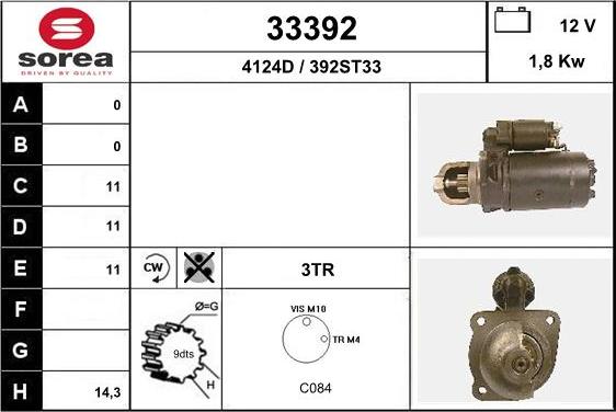 EAI 33392 - Starter autospares.lv