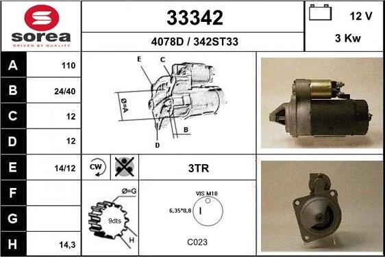 EAI 33342 - Starter autospares.lv