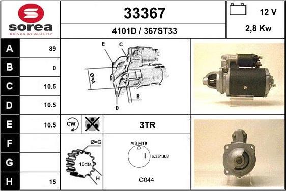 EAI 33367 - Starter autospares.lv