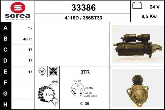 EAI 33386 - Starter autospares.lv