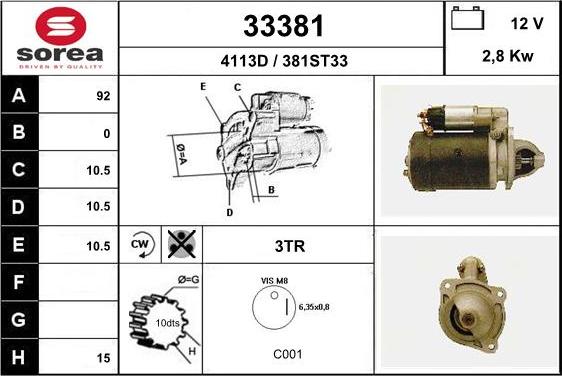 EAI 33381 - Starter autospares.lv