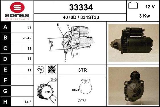 EAI 33334 - Starter autospares.lv