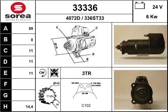 EAI 33336 - Starter autospares.lv