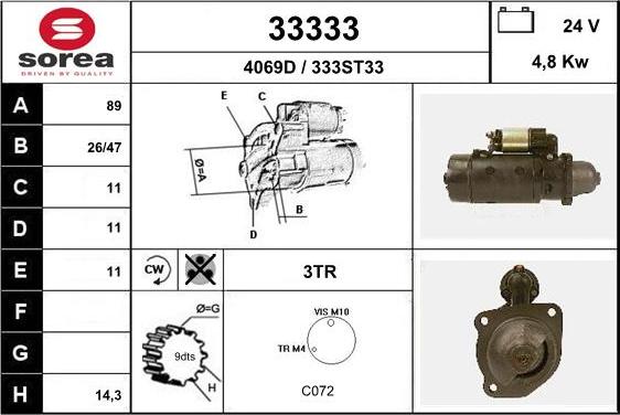 EAI 33333 - Starter autospares.lv