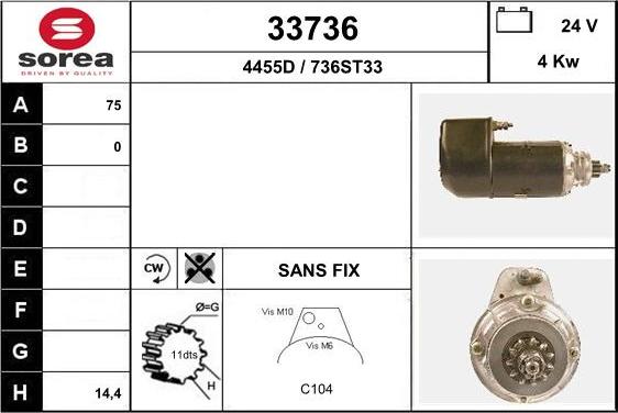 EAI 33736 - Starter autospares.lv