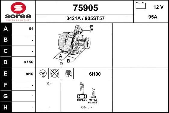 EAI 75905 - Alternator autospares.lv