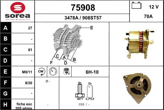 EAI 75908 - Alternator autospares.lv