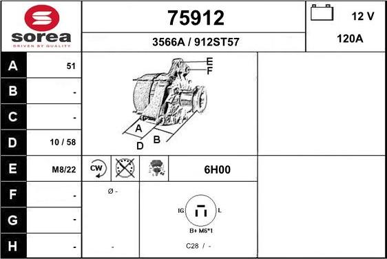 EAI 75912 - Alternator autospares.lv