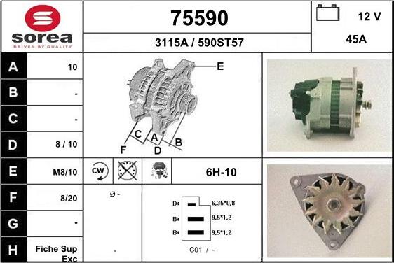 EAI 75590 - Alternator autospares.lv