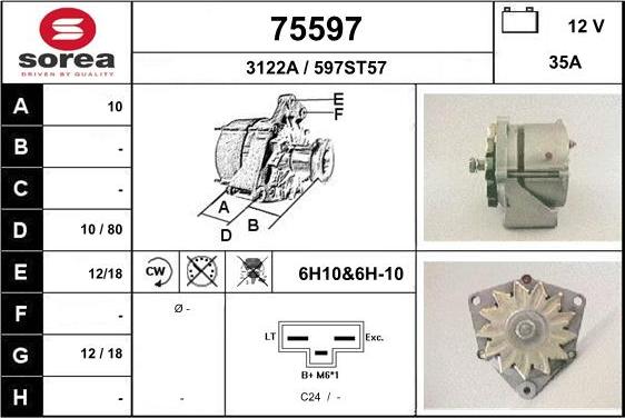 EAI 75597 - Alternator autospares.lv