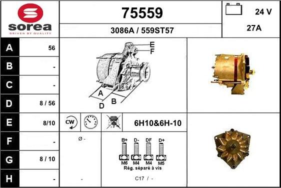 EAI 75559 - Alternator autospares.lv