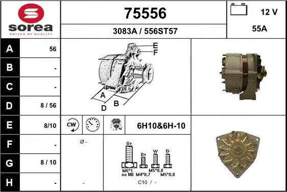 EAI 75556 - Alternator autospares.lv