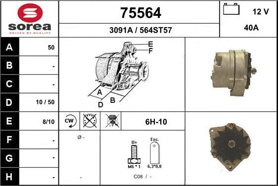 EAI 75564 - Alternator autospares.lv