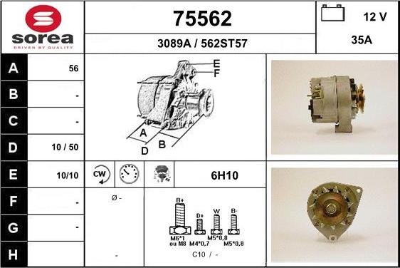 EAI 75562 - Alternator autospares.lv