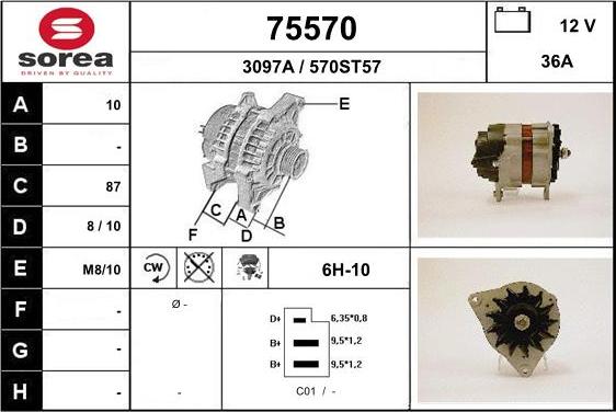 EAI 75570 - Alternator autospares.lv