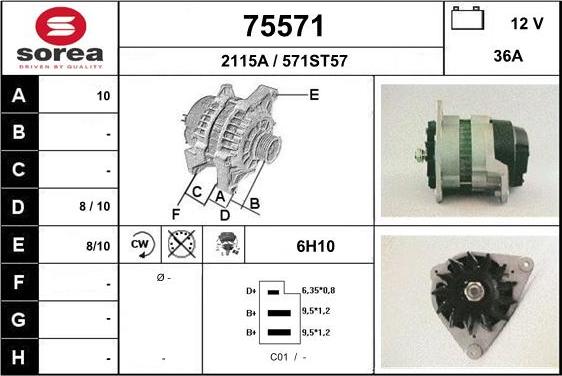 EAI 75571 - Alternator autospares.lv