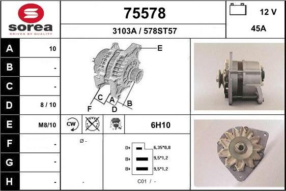 EAI 75578 - Alternator autospares.lv