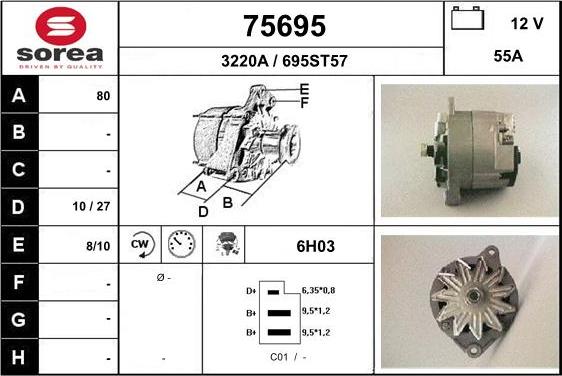 EAI 75695 - Alternator autospares.lv