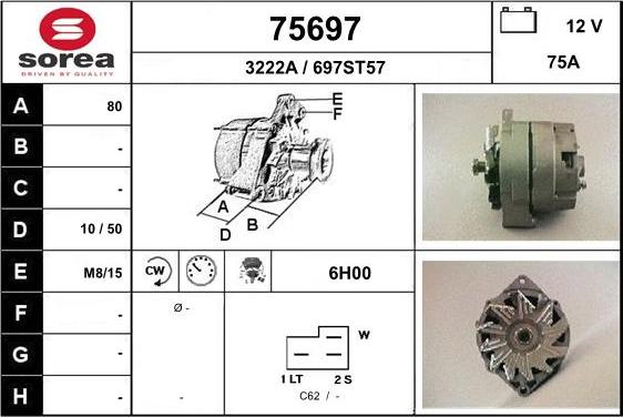 EAI 75697 - Alternator autospares.lv