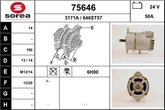 EAI 75646 - Alternator autospares.lv