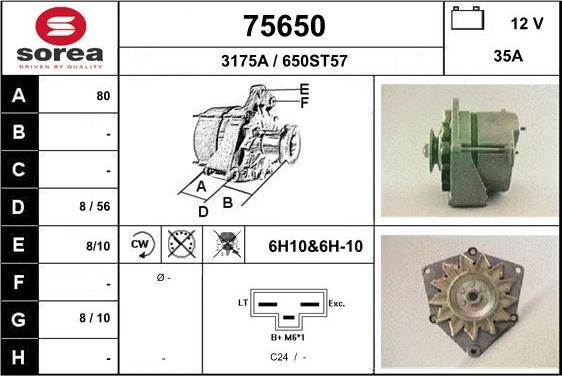 EAI 75650 - Alternator autospares.lv