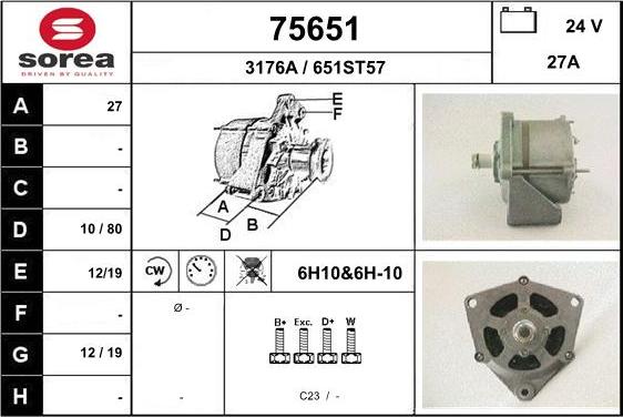 EAI 75651 - Alternator autospares.lv