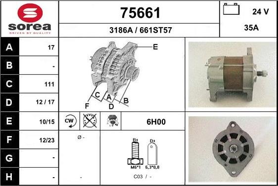 EAI 75661 - Alternator autospares.lv
