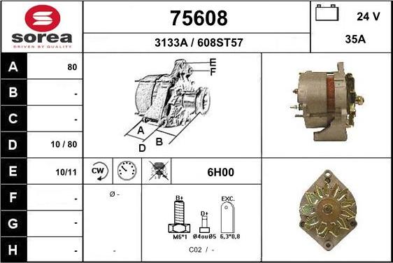 EAI 75608 - Alternator autospares.lv