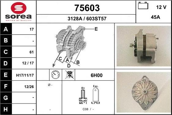 EAI 75603 - Alternator autospares.lv