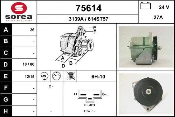 EAI 75614 - Alternator autospares.lv