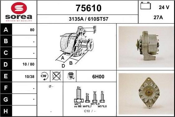 EAI 75610 - Alternator autospares.lv