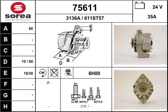 EAI 75611 - Alternator autospares.lv