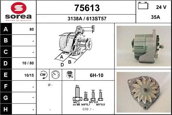 EAI 75613 - Alternator autospares.lv