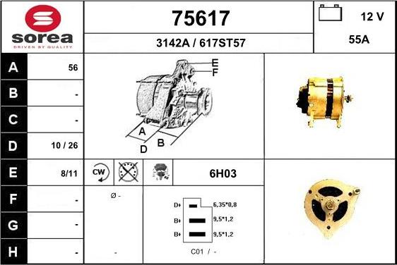 EAI 75617 - Alternator autospares.lv