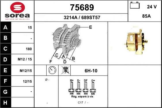 EAI 75689 - Alternator autospares.lv