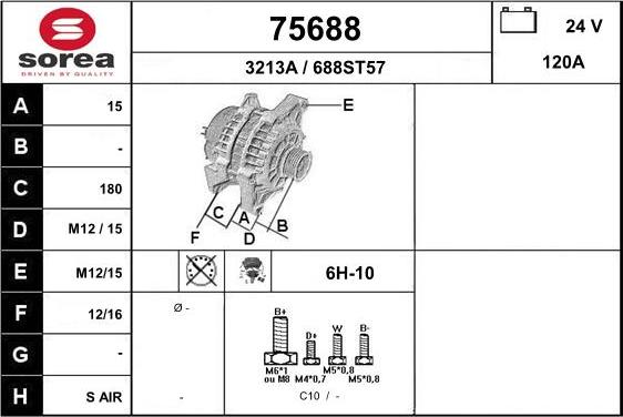 EAI 75688 - Alternator autospares.lv