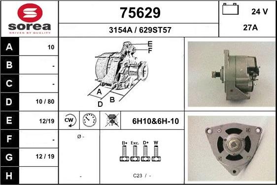 EAI 75629 - Alternator autospares.lv