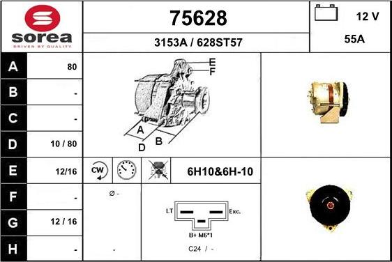 EAI 75628 - Alternator autospares.lv
