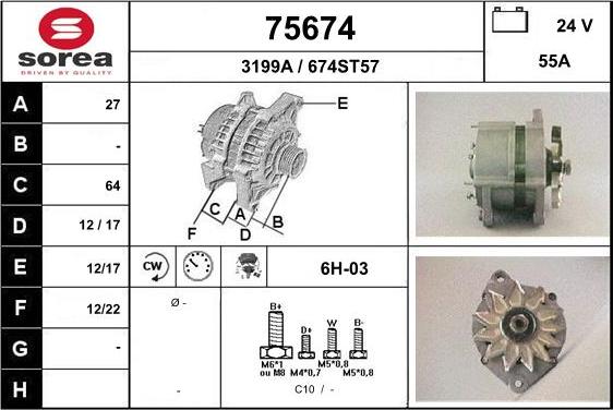 EAI 75674 - Alternator autospares.lv