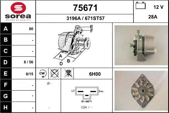 EAI 75671 - Alternator autospares.lv