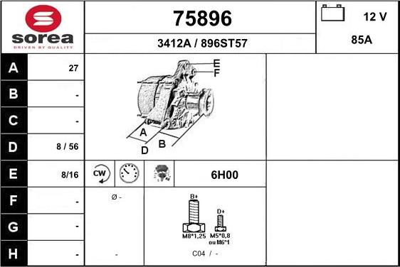EAI 75896 - Alternator autospares.lv