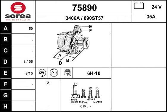 EAI 75890 - Alternator autospares.lv