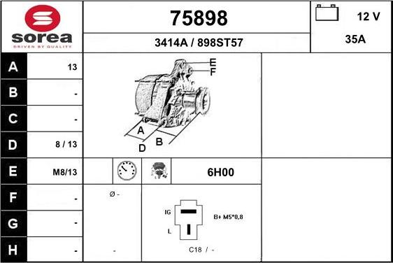 EAI 75898 - Alternator autospares.lv