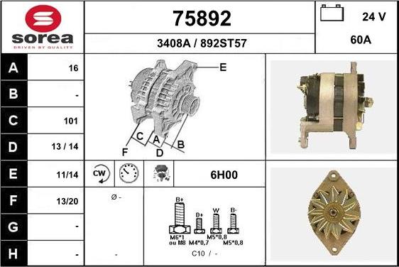 EAI 75892 - Alternator autospares.lv