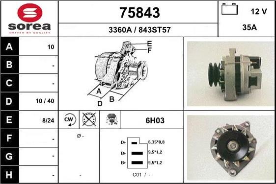 EAI 75843 - Alternator autospares.lv