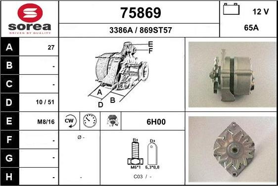 EAI 75869 - Alternator autospares.lv