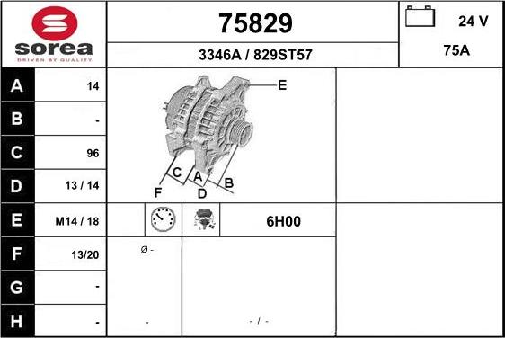 EAI 75829 - Alternator autospares.lv