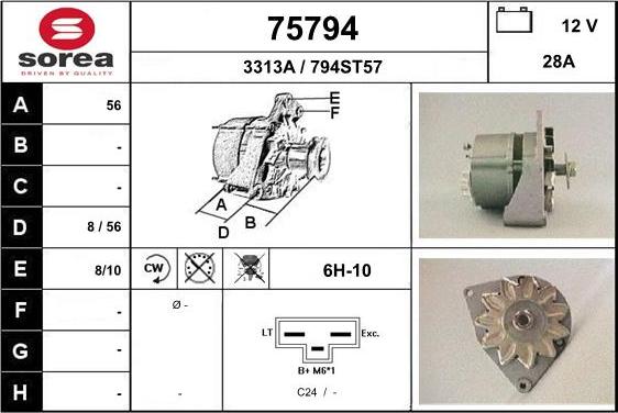 EAI 75794 - Alternator autospares.lv