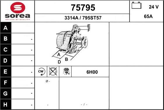 EAI 75795 - Alternator autospares.lv